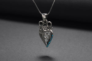 Sterling Silver Ancient Greek Necklace with Blue Gems, Unique Handmade Jewelry - vikingworkshop