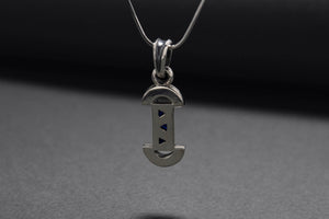 925 Silver Colosseum Road Pendant with Blue Gems, Unique Greek Jewelry - vikingworkshop