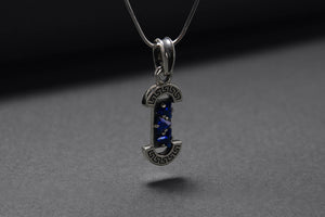 925 Silver Colosseum Road Pendant with Blue Gems, Unique Greek Jewelry - vikingworkshop