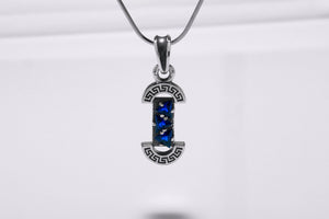 925 Silver Colosseum Road Pendant with Blue Gems, Unique Greek Jewelry - vikingworkshop