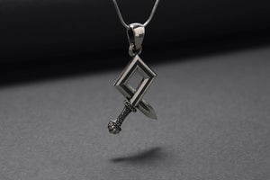 925 Silver Odal Symbol Sword Necklace, Handmade Norse Jewelry - vikingworkshop