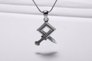 925 Silver Odal Symbol Sword Necklace, Handmade Norse Jewelry - vikingworkshop