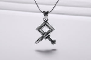 925 Silver Odal Symbol Sword Necklace, Handmade Norse Jewelry - vikingworkshop