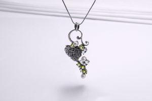Sterling Silver Vine Pendant with Gems, Handmade Fashion Jewelry - vikingworkshop