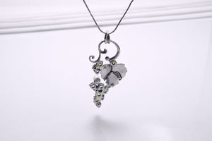 Sterling Silver Vine Pendant with Gems, Handmade Fashion Jewelry - vikingworkshop