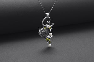 Sterling Silver Vine Pendant with Gems, Handmade Fashion Jewelry - vikingworkshop