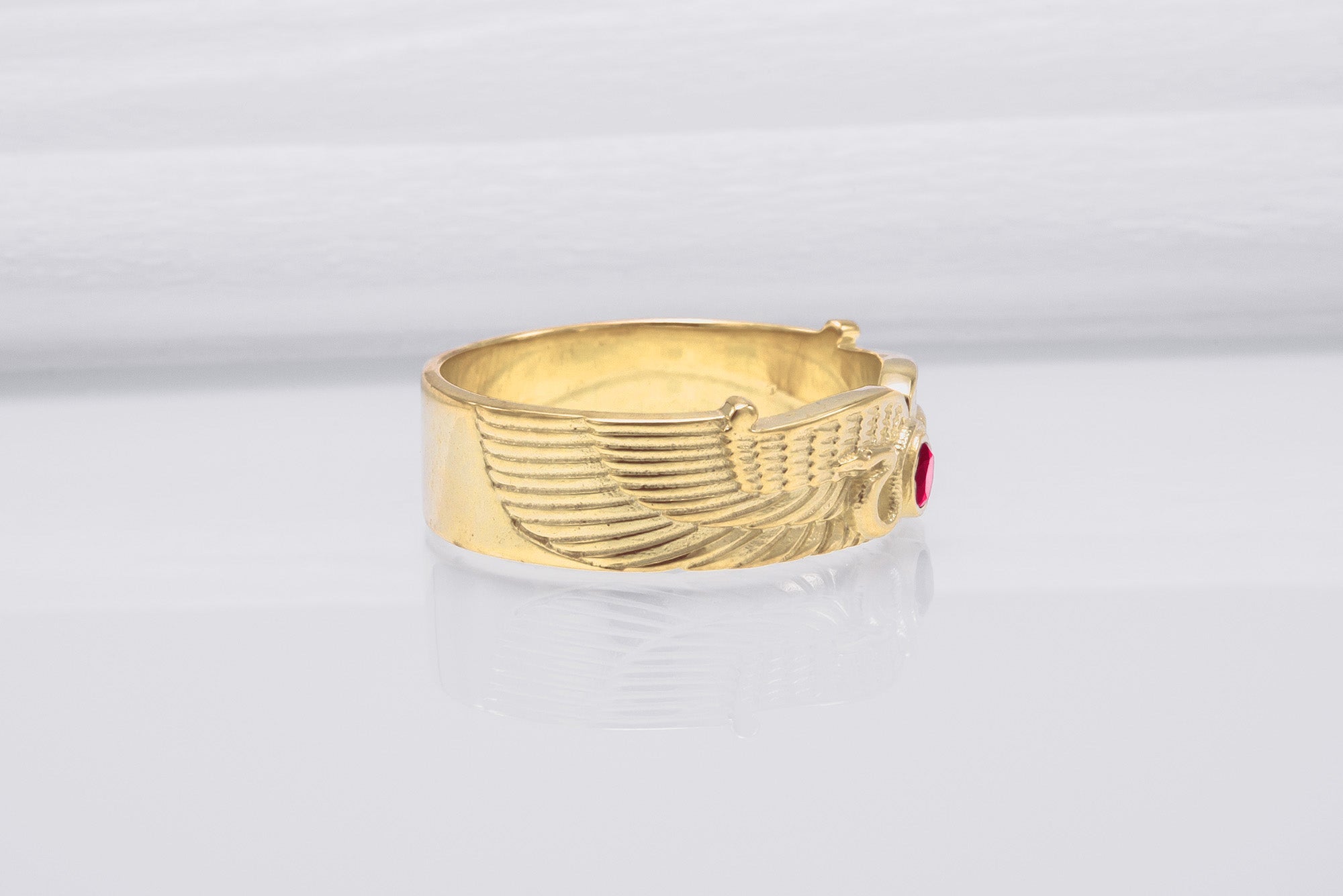 Egypt Ring with Snake Symbol and Cubic Zirconia Gold Unique Jewelry - vikingworkshop