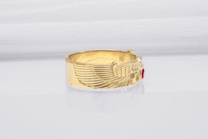 Egypt Ring with Snake Symbol and Cubic Zirconia Gold Unique Jewelry - vikingworkshop