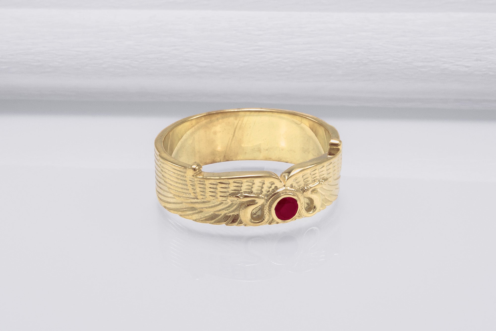 Egypt Ring with Snake Symbol and Cubic Zirconia Gold Unique Jewelry - vikingworkshop