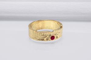 Egypt Ring with Snake Symbol and Cubic Zirconia Gold Unique Jewelry - vikingworkshop