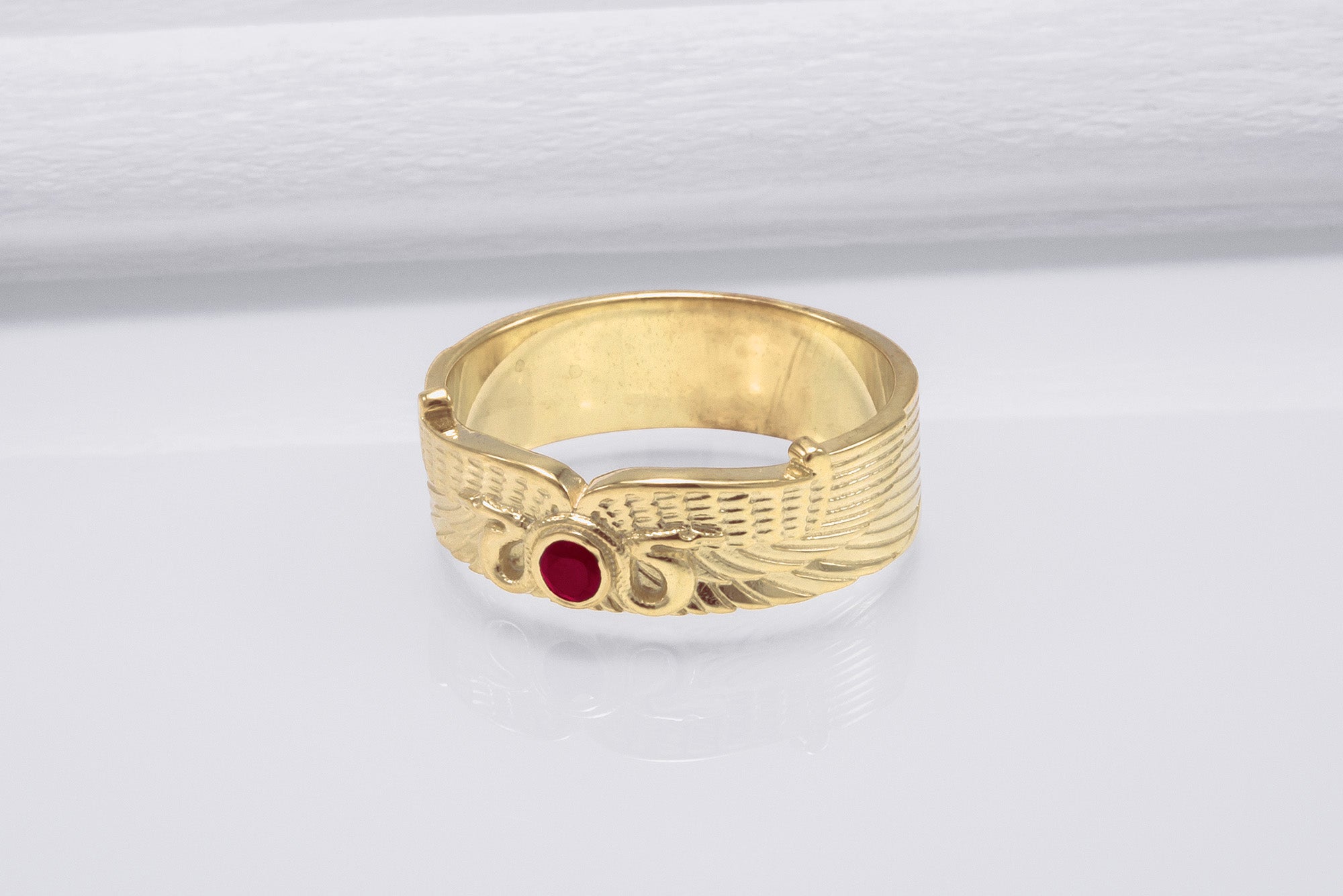 Egypt Ring with Snake Symbol and Cubic Zirconia Gold Unique Jewelry - vikingworkshop