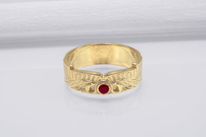 Egypt Ring with Snake Symbol and Cubic Zirconia Gold Unique Jewelry - vikingworkshop