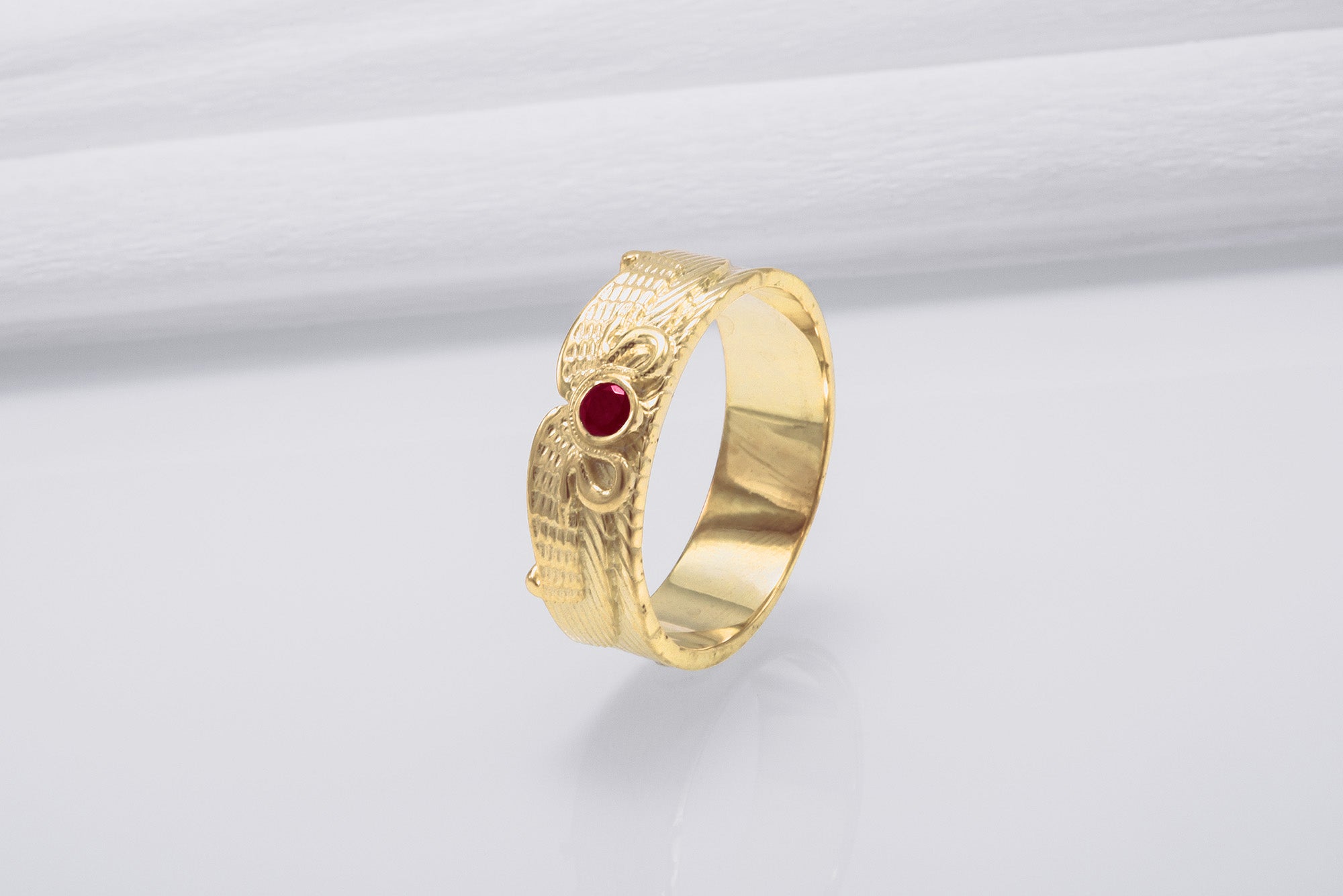 Egypt Ring with Snake Symbol and Cubic Zirconia Gold Unique Jewelry - vikingworkshop