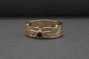 Egypt Ring with Snake Symbol and Cubic Zirconia Gold Unique Jewelry - vikingworkshop