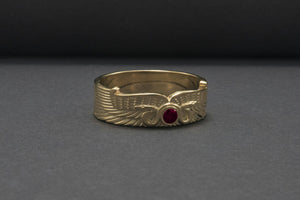 Egypt Ring with Snake Symbol and Cubic Zirconia Gold Unique Jewelry - vikingworkshop