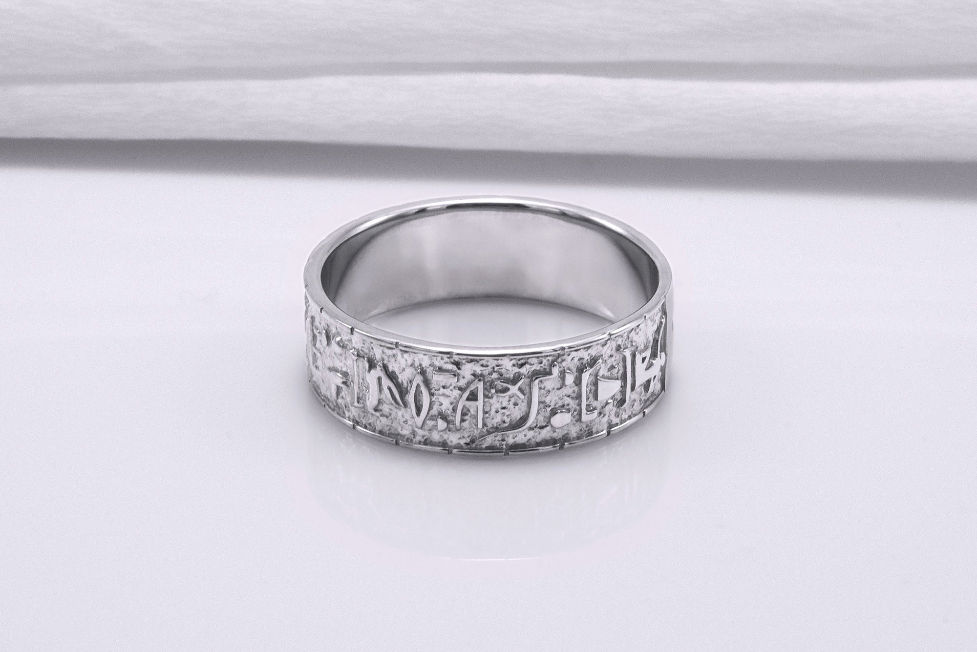 950 Platinum Egypt Symbol Ring, Unique Handmade Jewelry - vikingworkshop