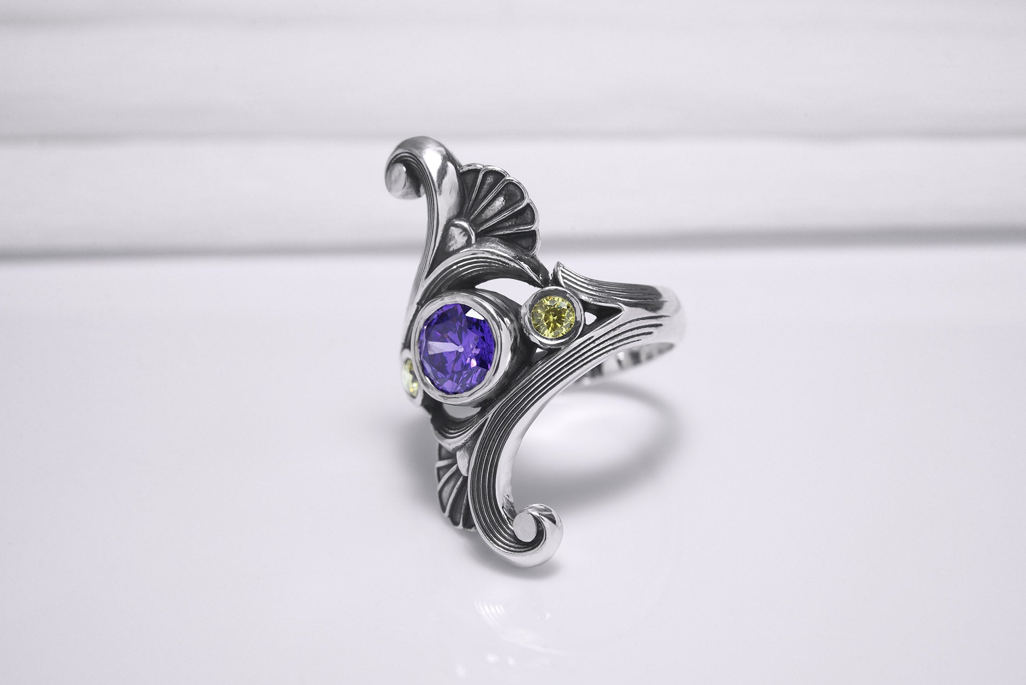 Sterling Silver Eye of Horus Ring with Lotus, Handmade Egypt Jewelry - vikingworkshop