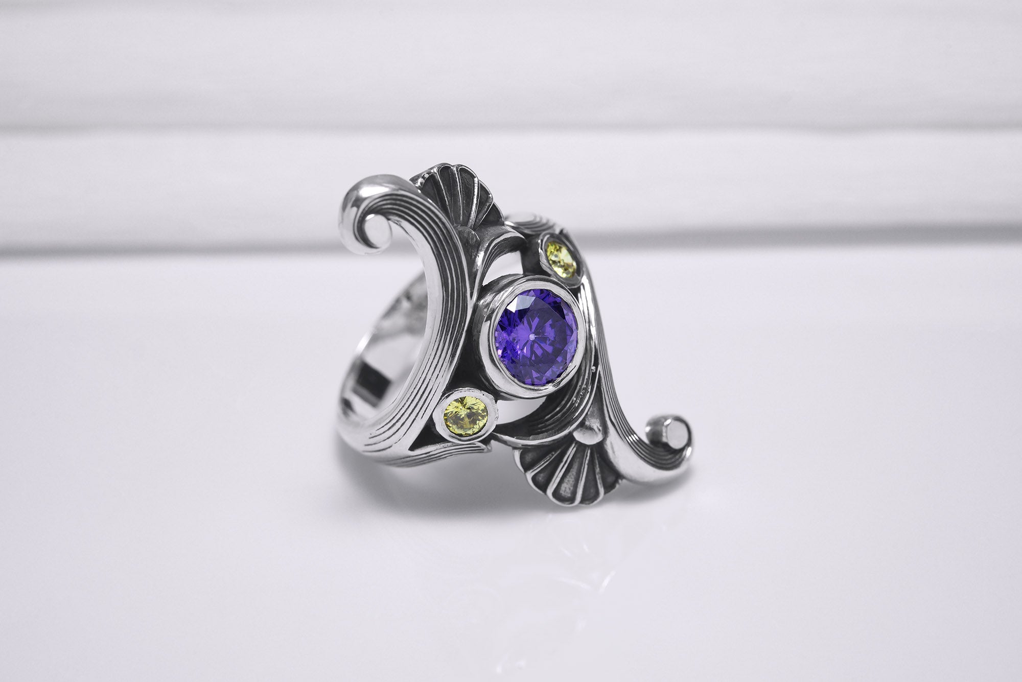 Sterling Silver Eye of Horus Ring with Lotus, Handmade Egypt Jewelry - vikingworkshop