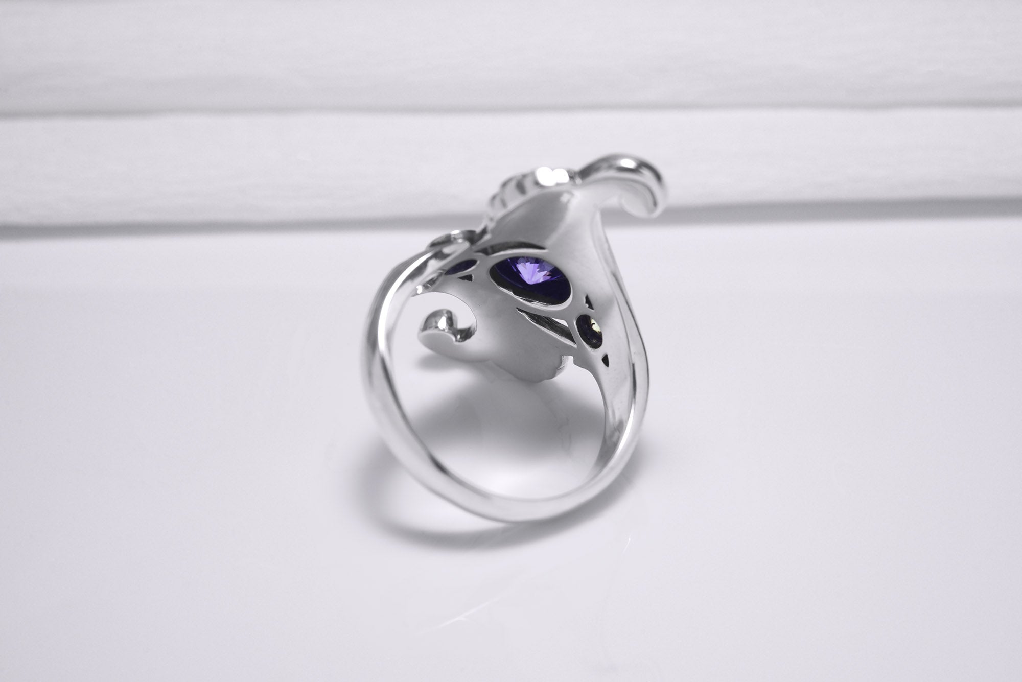 Sterling Silver Eye of Horus Ring with Lotus, Handmade Egypt Jewelry - vikingworkshop