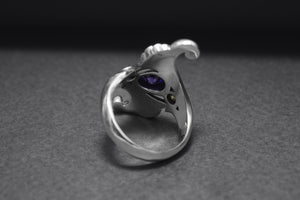 Sterling Silver Eye of Horus Ring with Lotus, Handmade Egypt Jewelry - vikingworkshop