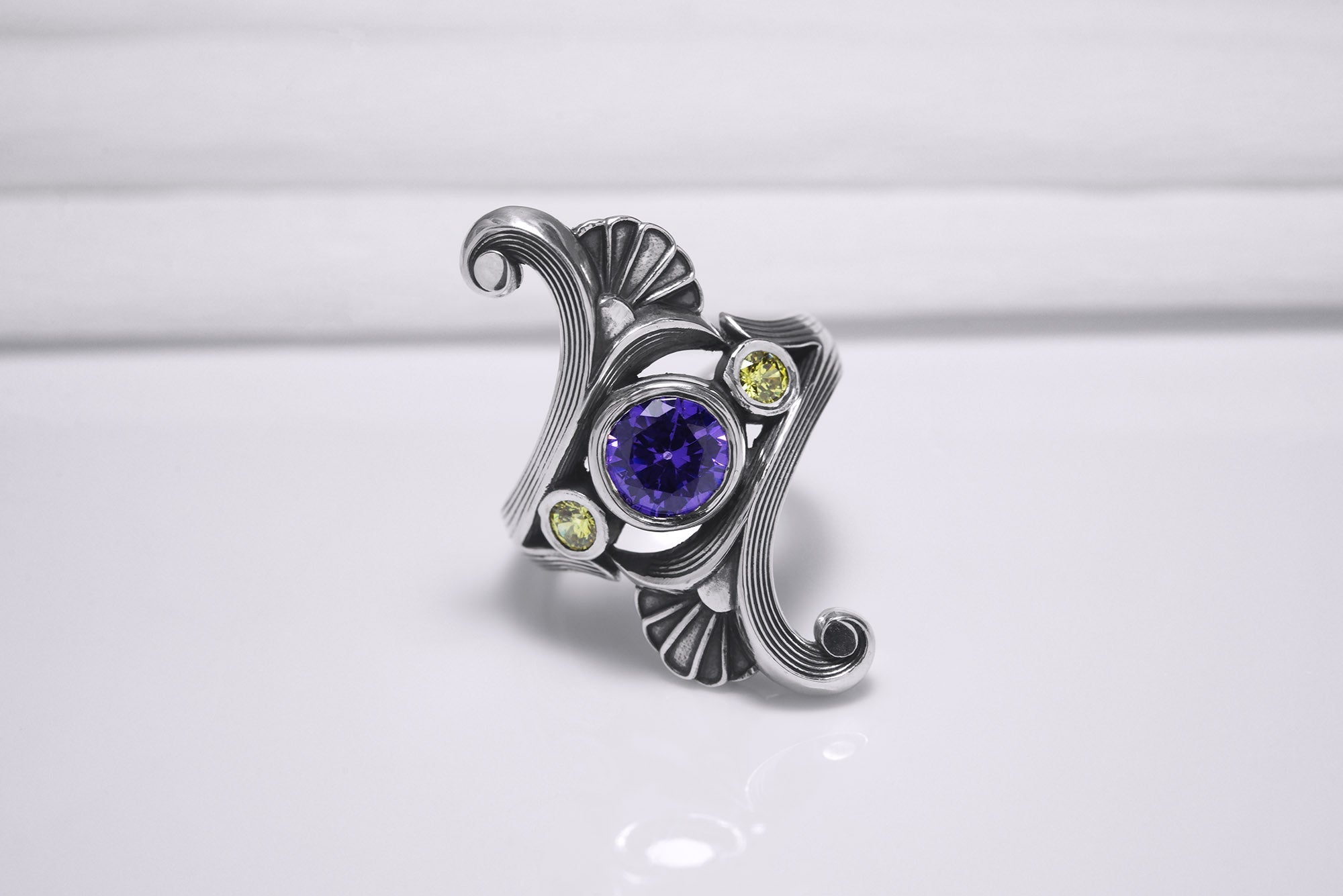 Sterling Silver Eye of Horus Ring with Lotus, Handmade Egypt Jewelry - vikingworkshop