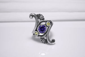 Sterling Silver Eye of Horus Ring with Lotus, Handmade Egypt Jewelry - vikingworkshop