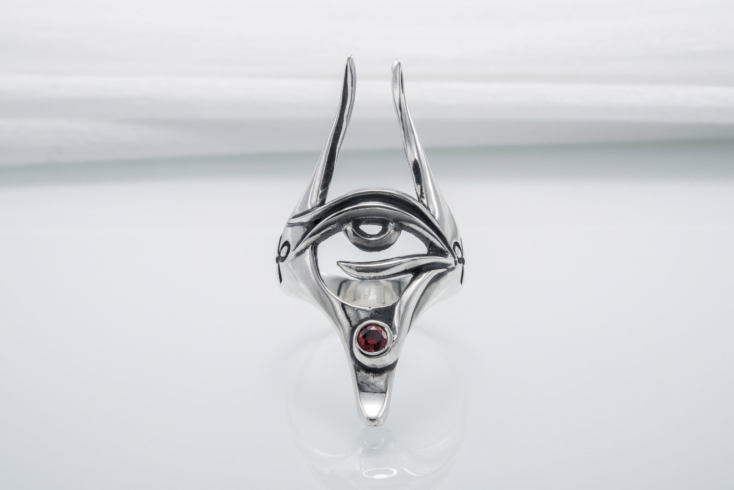 Sterling Silver Anubis Pendant with Eye of Horus, Handmade Egypt Jewelry - vikingworkshop