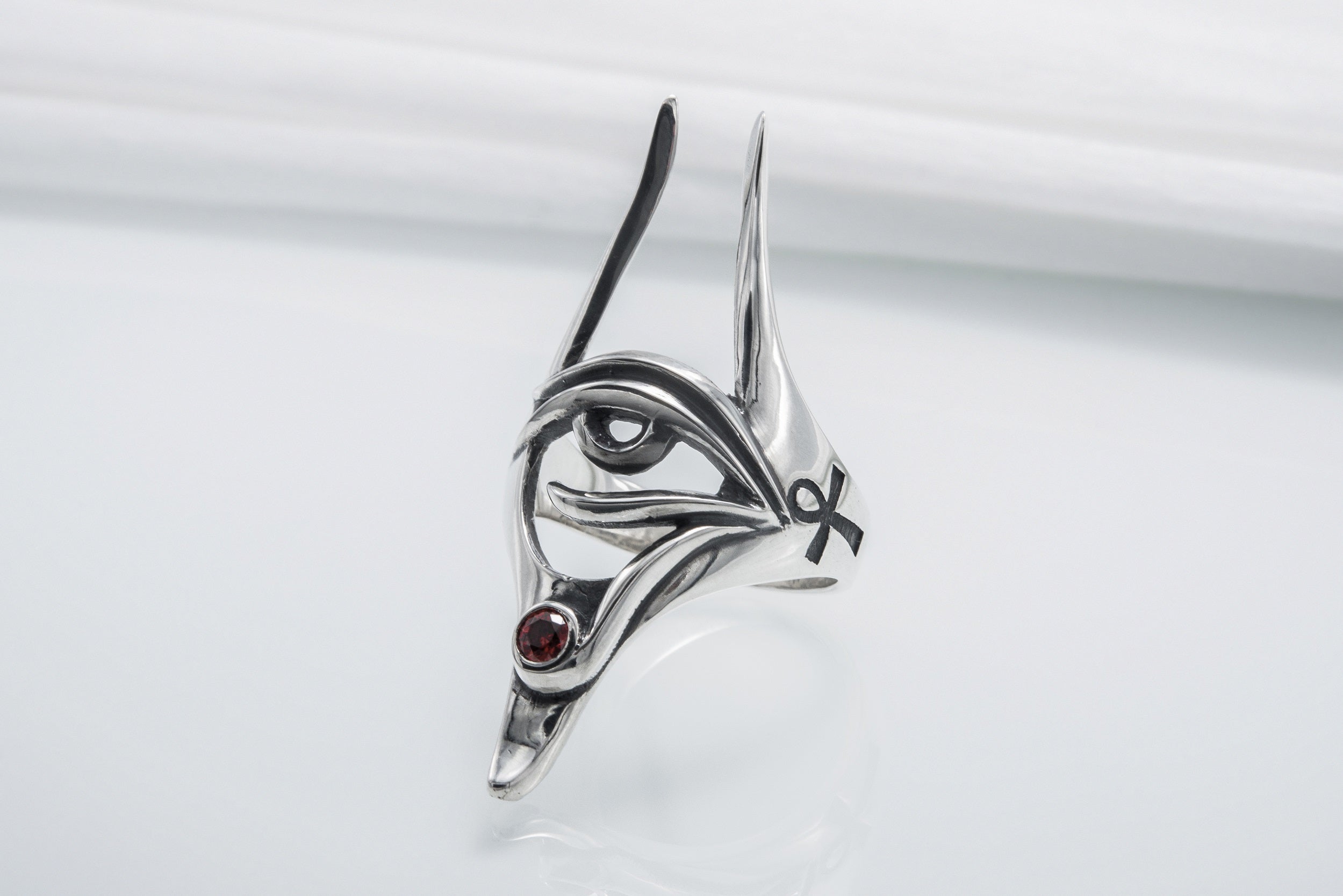 Sterling Silver Anubis Pendant with Eye of Horus, Handmade Egypt Jewelry - vikingworkshop