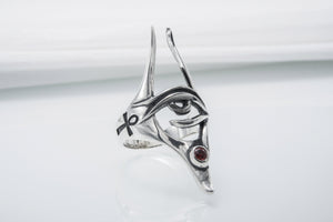 Sterling Silver Anubis Pendant with Eye of Horus, Handmade Egypt Jewelry - vikingworkshop