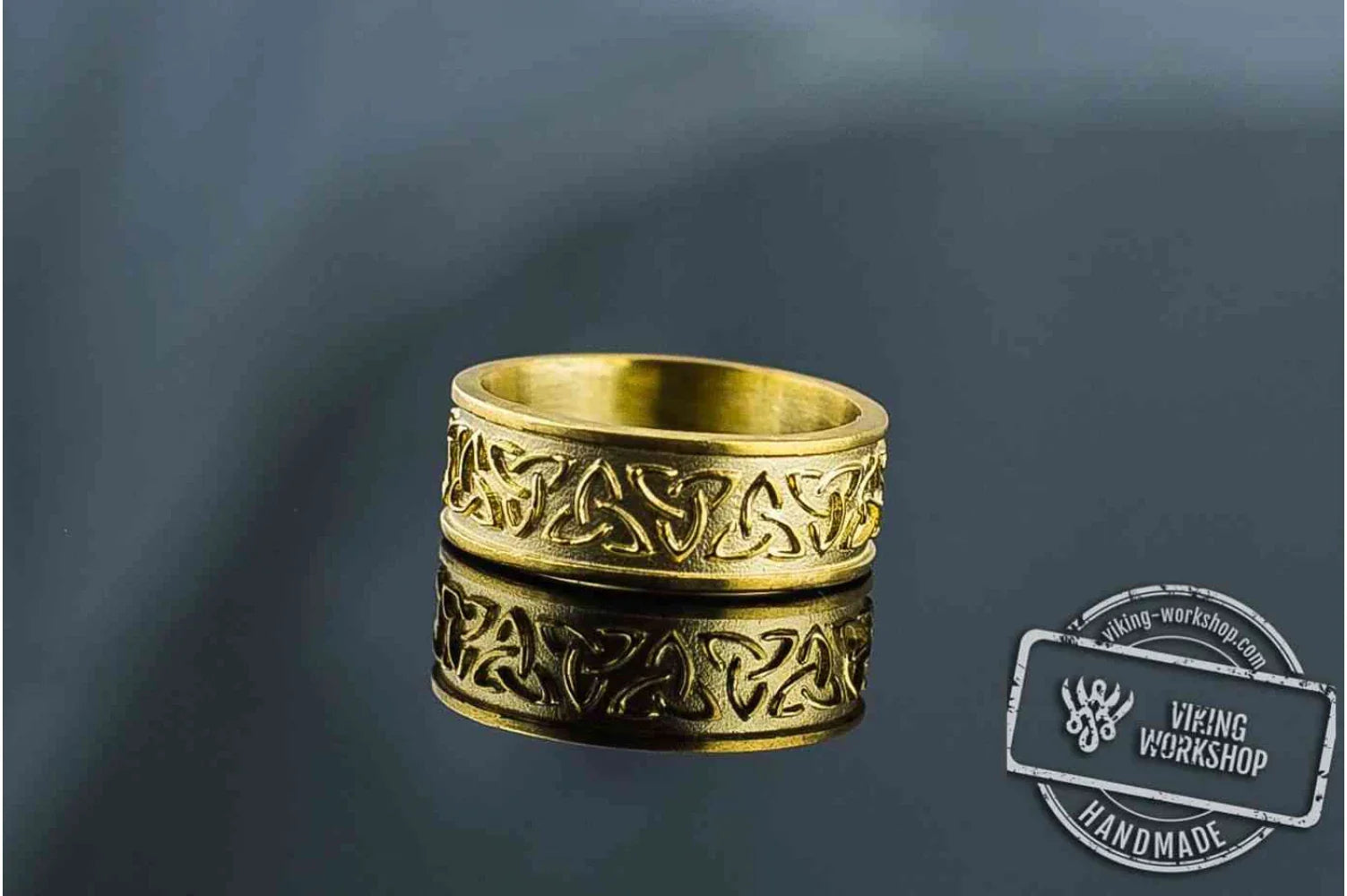 14K Gold Triquetra Symbol Celtic Pagan Ring - vikingworkshop