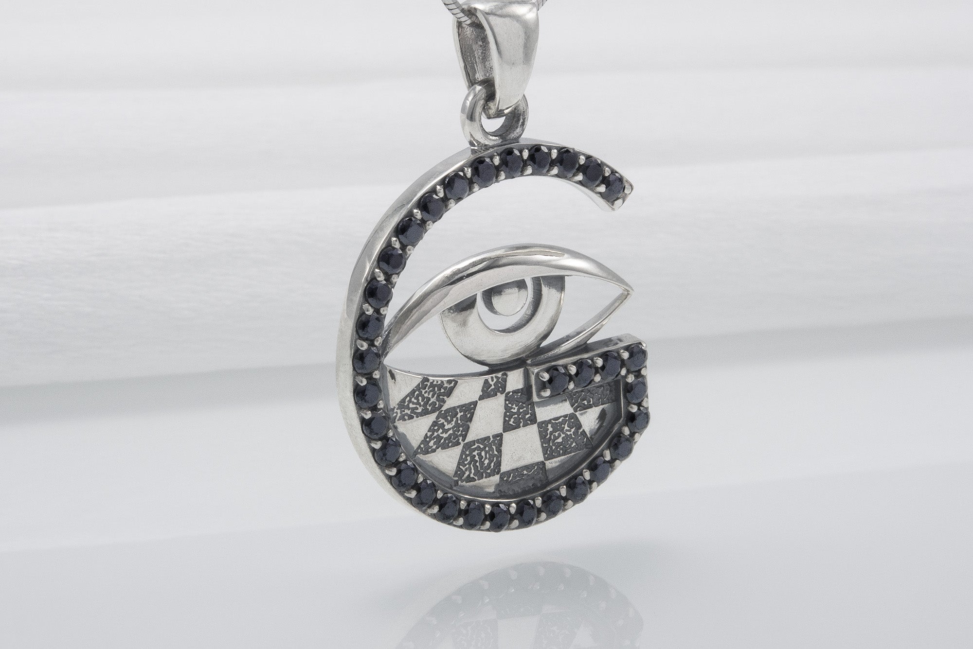 Sterling Silver Pendant With Masonic Symbol And Gems, Unique Handmade Jewelry - vikingworkshop