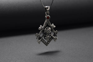 Sterling Silver Momento Mori Pendant with Skull and Bones, Handcrafted Biker Jewelry - vikingworkshop