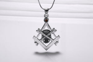 Sterling Silver Momento Mori Pendant with Skull and Bones, Handcrafted Biker Jewelry - vikingworkshop