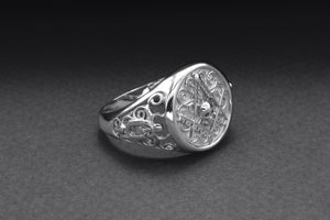 Ring with Masonic Symbol, 950 Platinum Handcrafted Jewelry - vikingworkshop