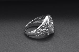 Ring with Masonic Symbol, 950 Platinum Handcrafted Jewelry - vikingworkshop