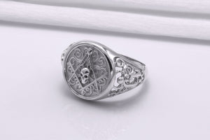 Ring with Masonic Symbol, 950 Platinum Handcrafted Jewelry - vikingworkshop