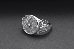 Ring with Masonic Symbol, 950 Platinum Handcrafted Jewelry - vikingworkshop