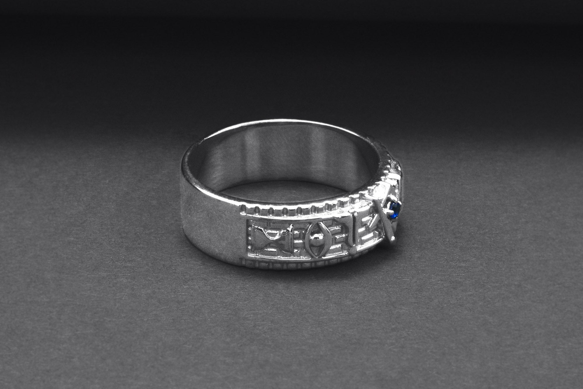 950 Platinum Ring with Masonic Symbols, Handcrafted Jewelry - vikingworkshop