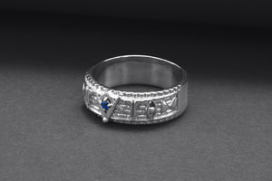 950 Platinum Ring with Masonic Symbols, Handcrafted Jewelry - vikingworkshop