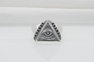 Minimalistic Masonic 925 Silver Ring With Gems, Handmade Jewelry - vikingworkshop