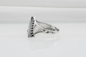 Minimalistic Masonic 925 Silver Ring With Gems, Handmade Jewelry - vikingworkshop