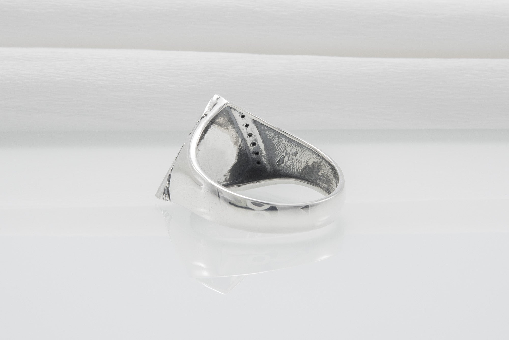 Minimalistic Masonic 925 Silver Ring With Gems, Handmade Jewelry - vikingworkshop