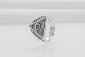 Minimalistic Masonic 925 Silver Ring With Gems, Handmade Jewelry - vikingworkshop