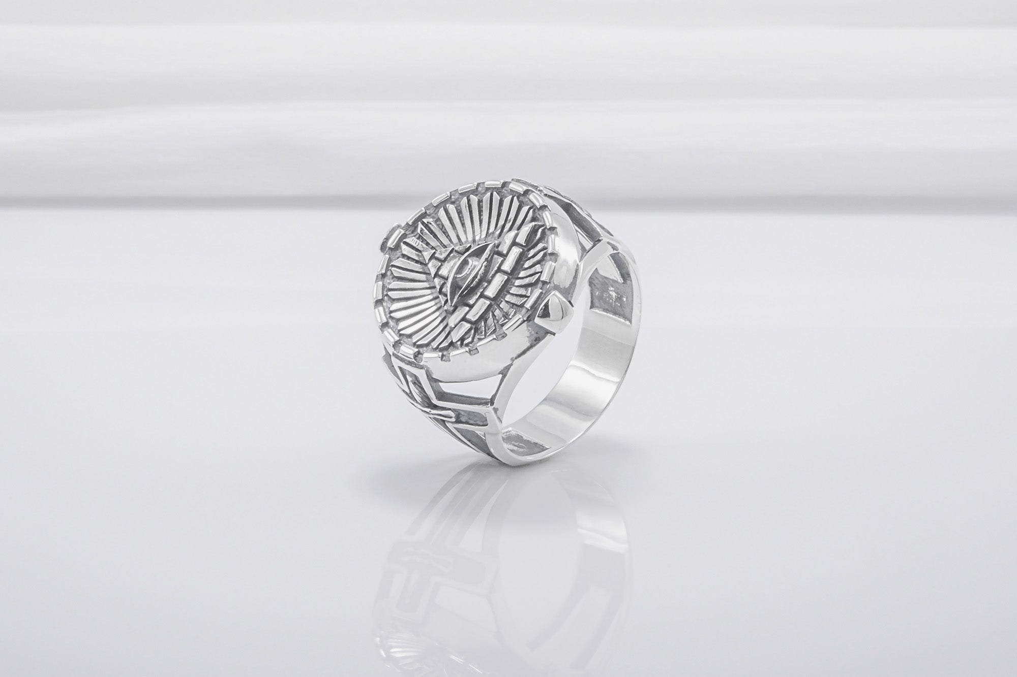 Sterling Silver Ring With Masonic Eye And Tyler Sword, Handmade Jewelry - vikingworkshop