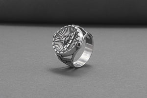 Sterling Silver Ring With Masonic Eye And Tyler Sword, Handmade Jewelry - vikingworkshop