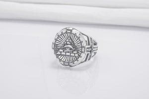 Sterling Silver Ring With Masonic Eye And Tyler Sword, Handmade Jewelry - vikingworkshop