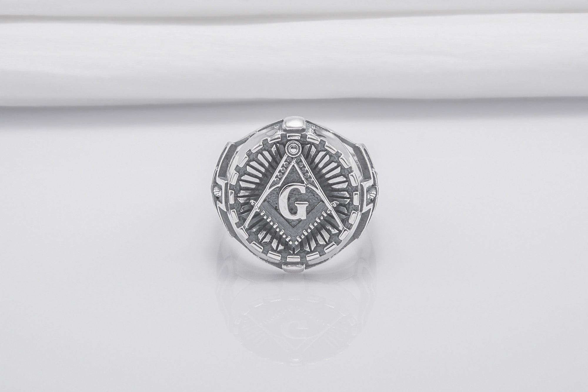 Square And Compasses Masonic Ring, Sterling Silver Handmade Jewelry - vikingworkshop