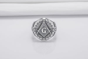 Square And Compasses Masonic Ring, Sterling Silver Handmade Jewelry - vikingworkshop