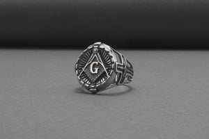 Square And Compasses Masonic Ring, Sterling Silver Handmade Jewelry - vikingworkshop