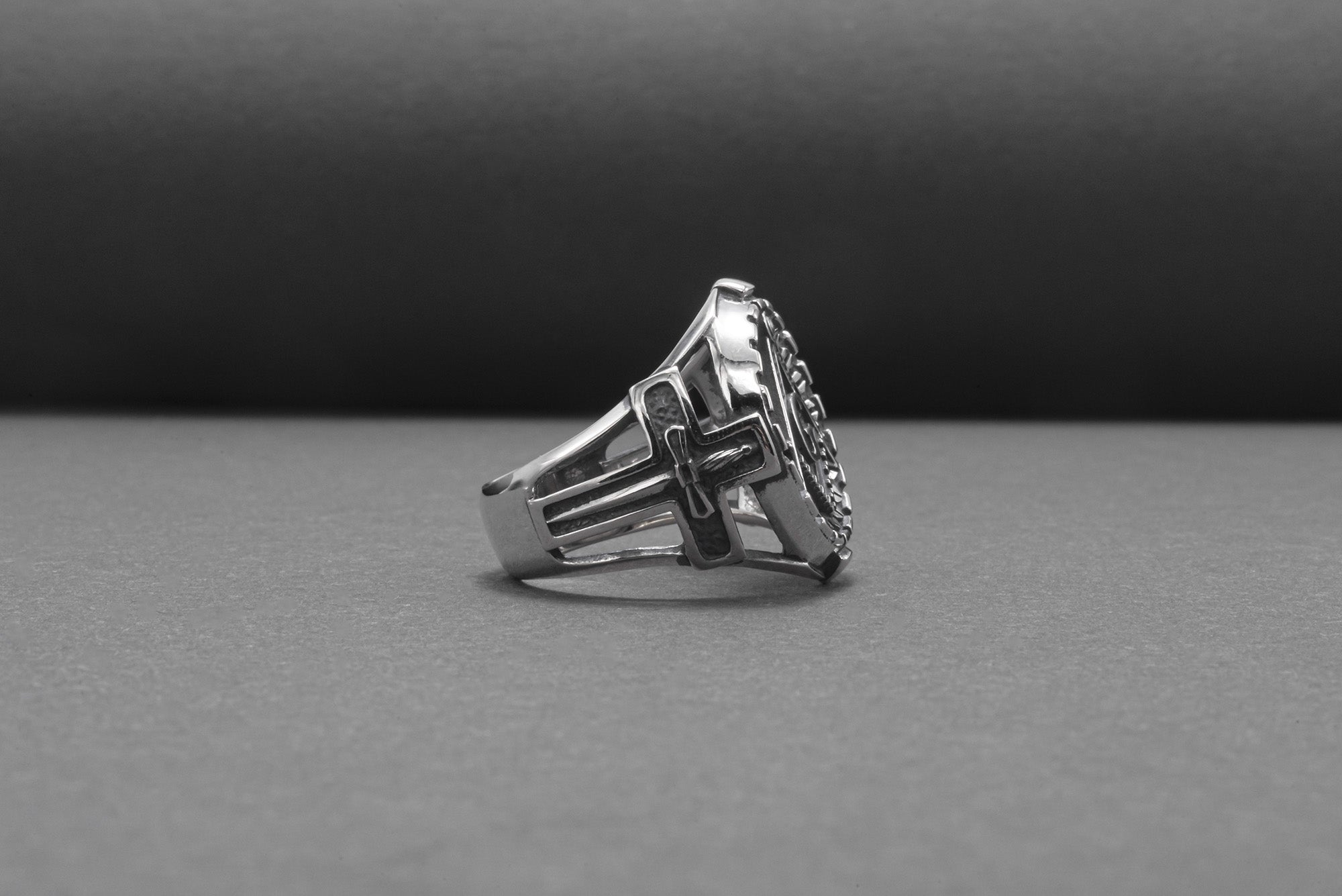 Square And Compasses Masonic Ring, Sterling Silver Handmade Jewelry - vikingworkshop